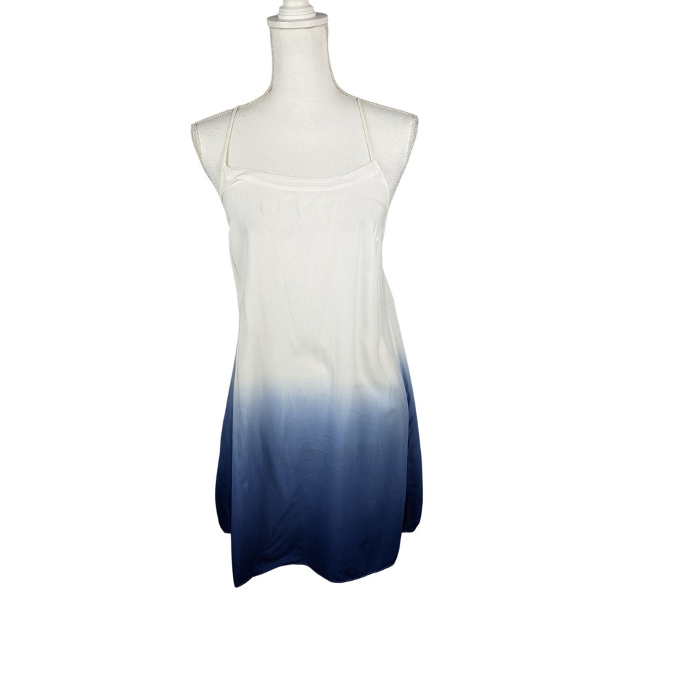 Victorias Secret Blue White Ombre Open Back Mini Dress Medium Viscose Slip